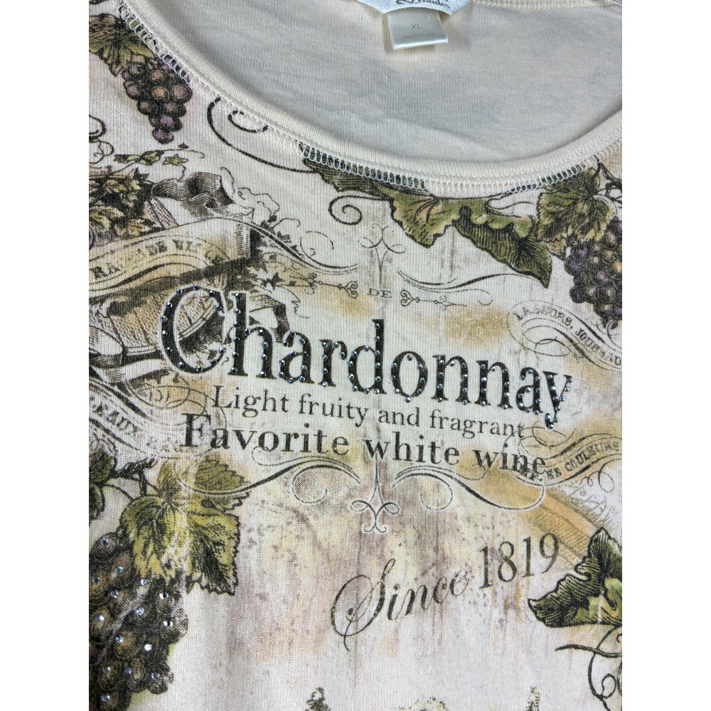 Vintage 90s Y2K Allover Graphic Print Chardonnay Wine Country Shirt Top XL Fairy - Picture 7 of 15